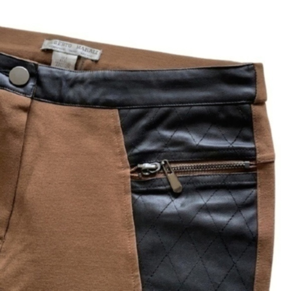 Alberto Makali skinny leather panel pants spandex size small zippered pockets - Picture 5 of 16